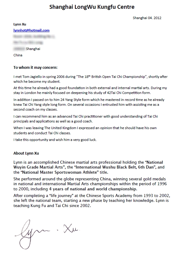 Lynn Reference letter